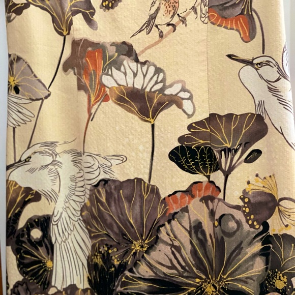 Anthropologie Floreat Snowy Egret Bird Shift Dress NO BELT 12 - Picture 3 of 11